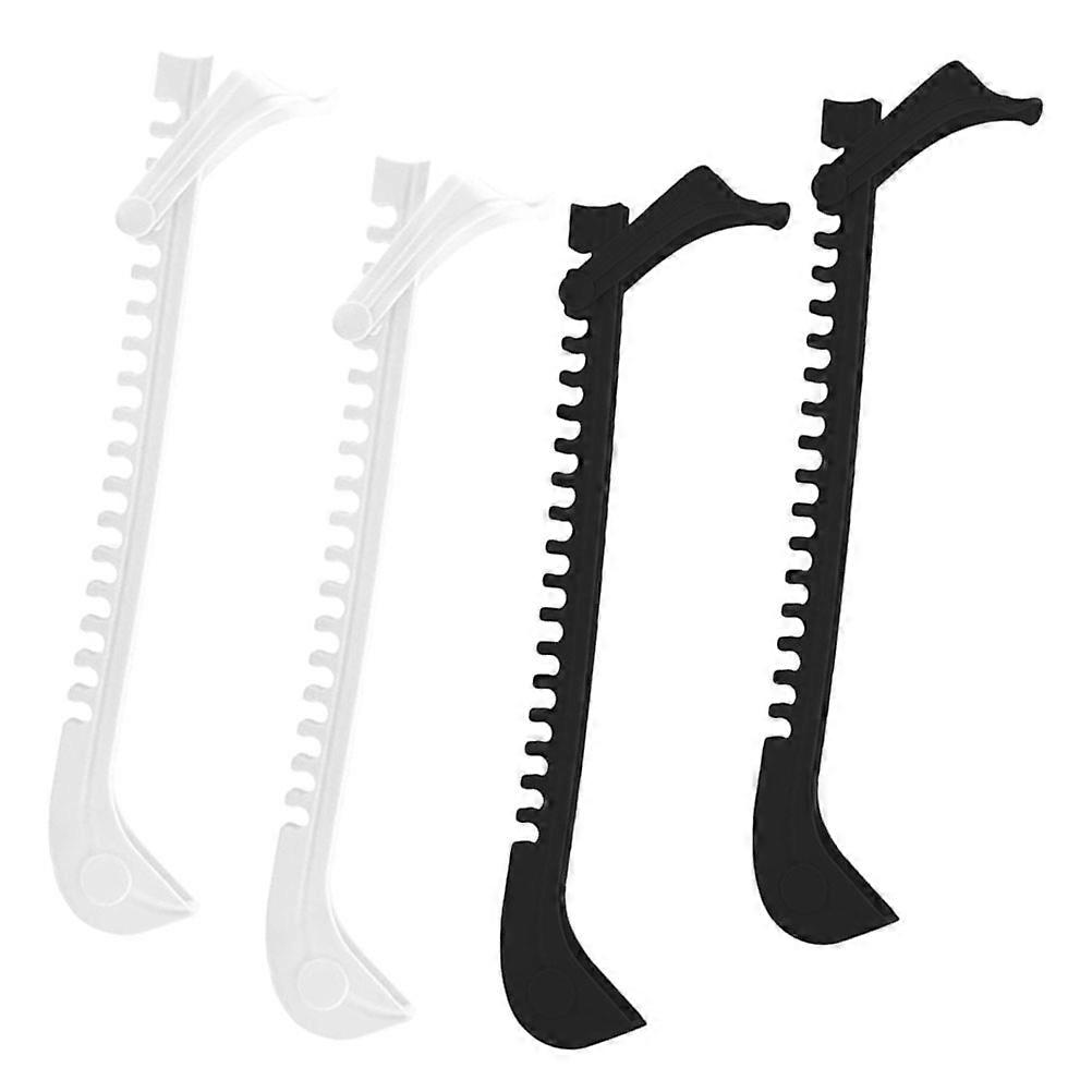2 Pairs Lightweight Portable Ice Skate Guards for Figure & Hockey Skates, Convenient Protection Covers for Adults, Black & White