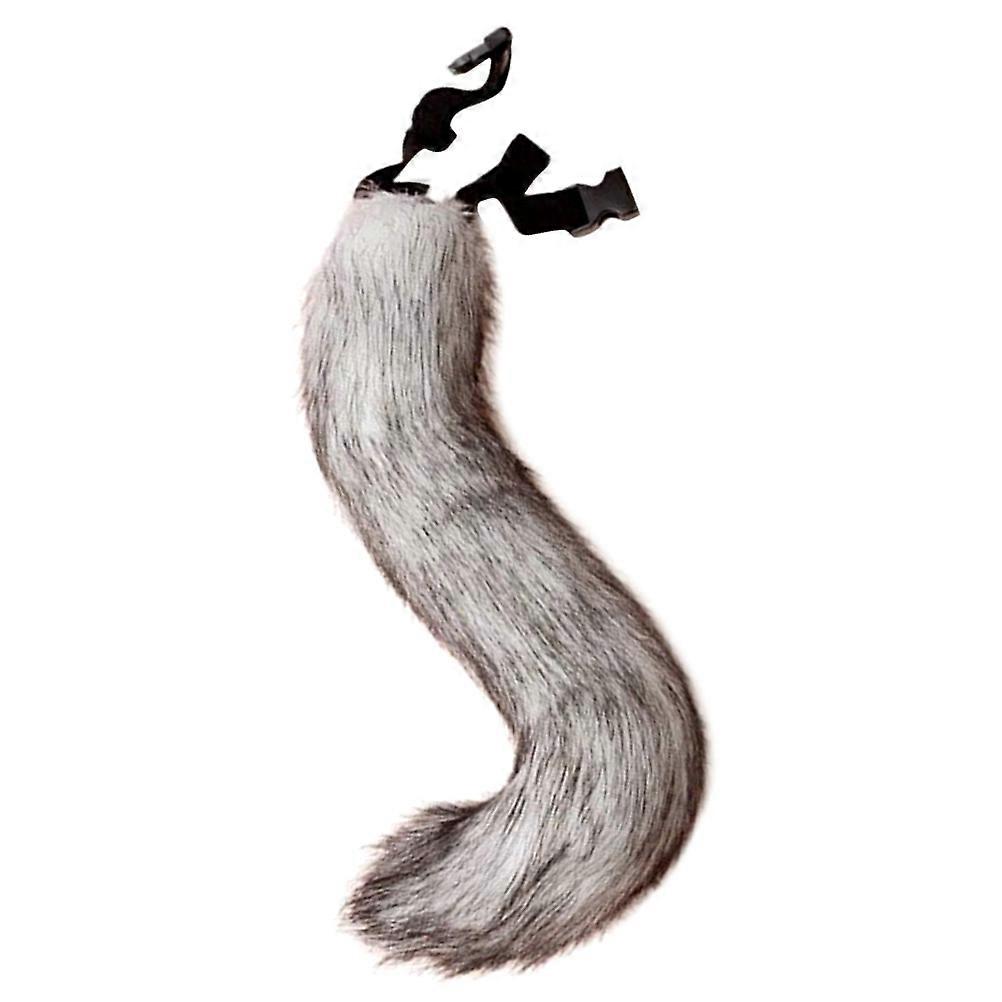 Realistic Bushy Faux Tail Grey Costume Prop With Adjustable Strap Ideal For Halloween Party 50x5x5cm 1Pack