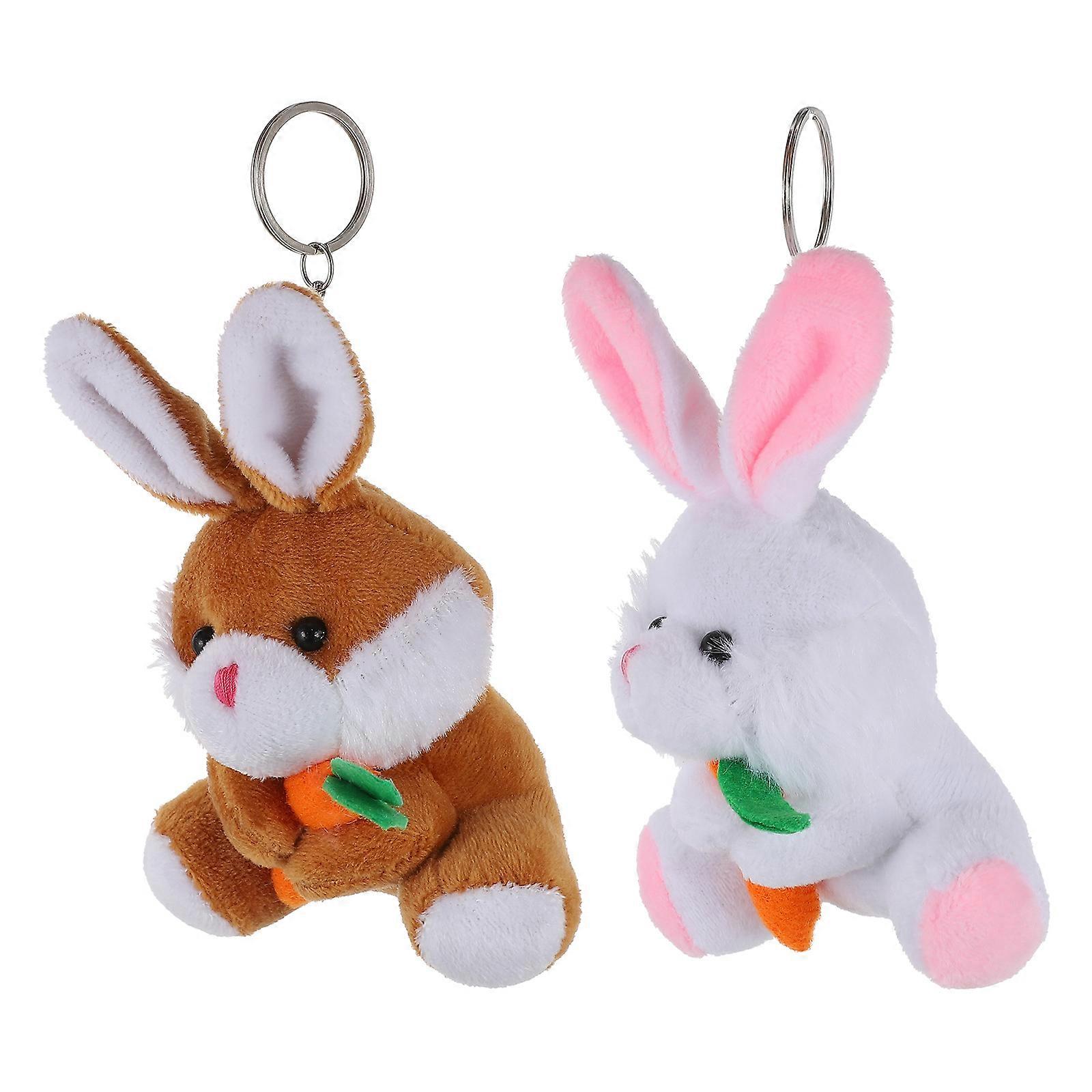 Stuffed Bunny Rabbit Key Chain Decoration For Everyday Use Gift Giving Versatile 2Pcs Assorted Color
