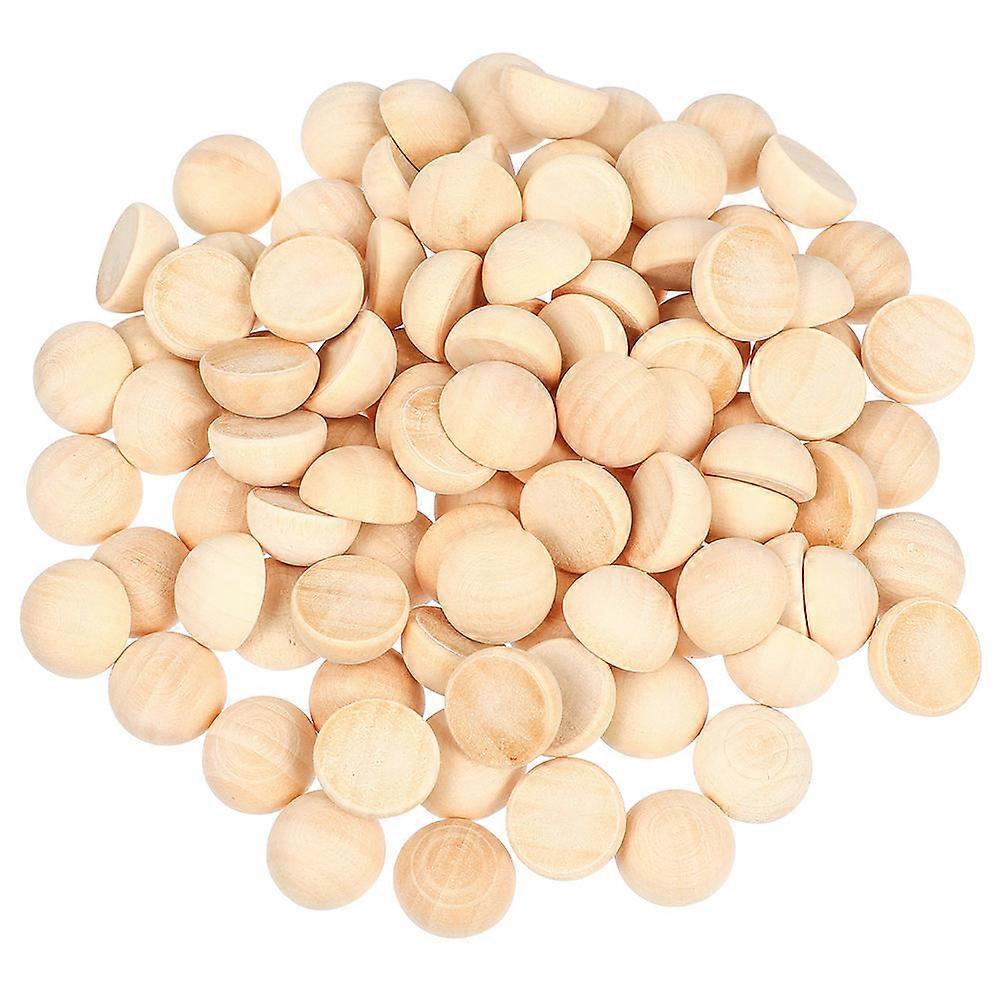 Wooden Beads for Craft Use Unfinished Half Beads Easy to Paint and Decorate Beige Color 200pcs