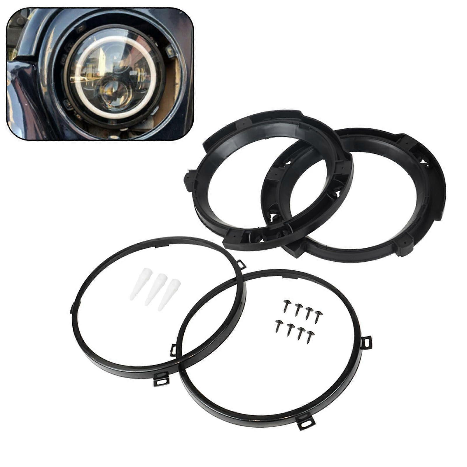 Headlight Mounting Ring Set Durable ScratchResistant 7Inch Headlight Replacement Easy Installation for JK 20072017 Plastic Black 23x20x4cm Ref: 1938
