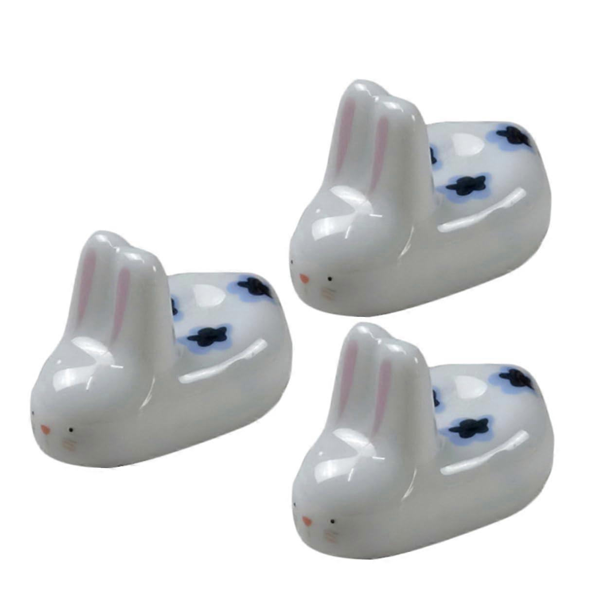 Essstaebchenhalter-Set Ceramic Chopstick Rest Set With Cute Bunny Design For Dinner Parties 3.8 x 2.8 cm