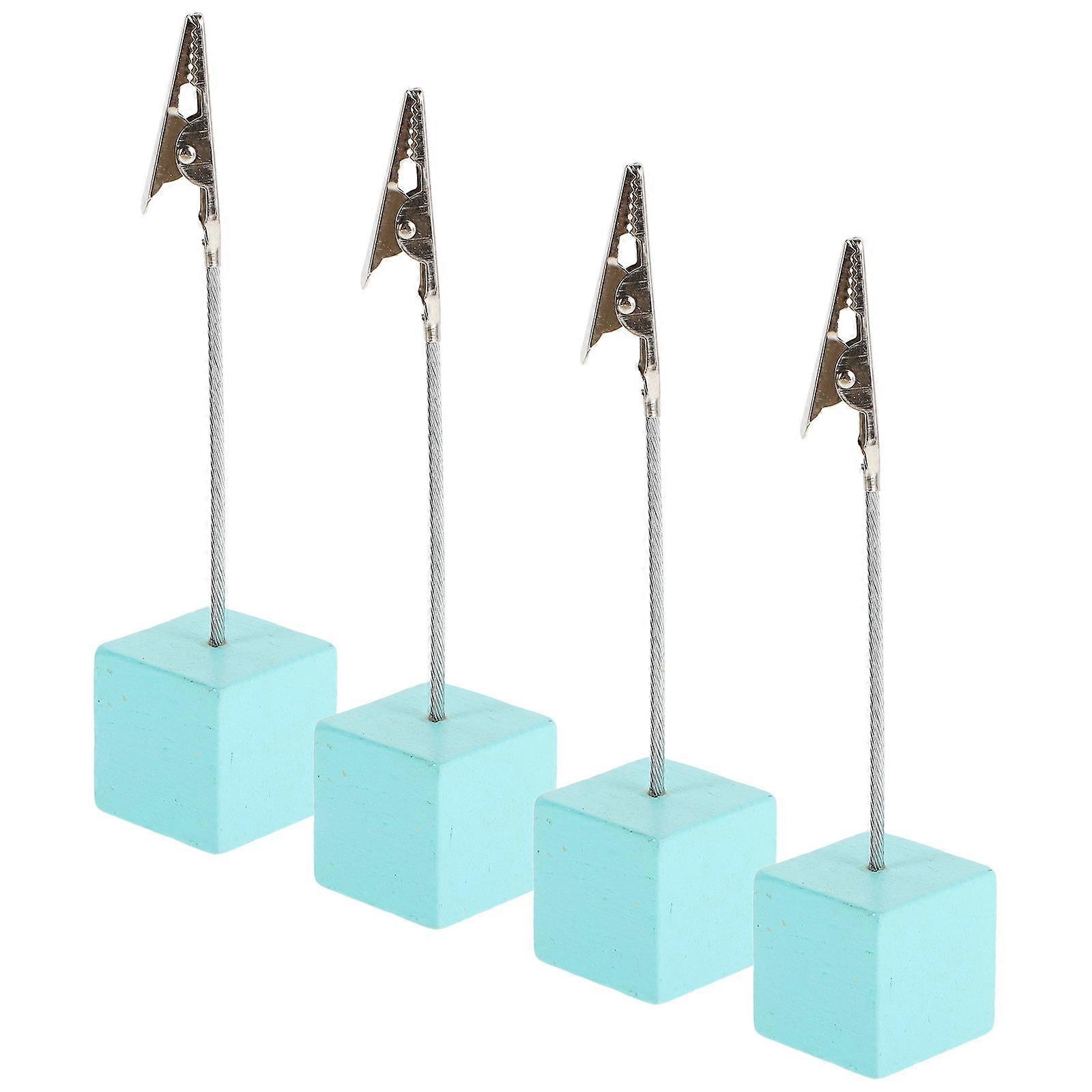 4pcs Cube Base Memo Clip Holder with Clips – Table Number Stand for Photos, Notes – Home Office Decor & Aesthetic Stationery