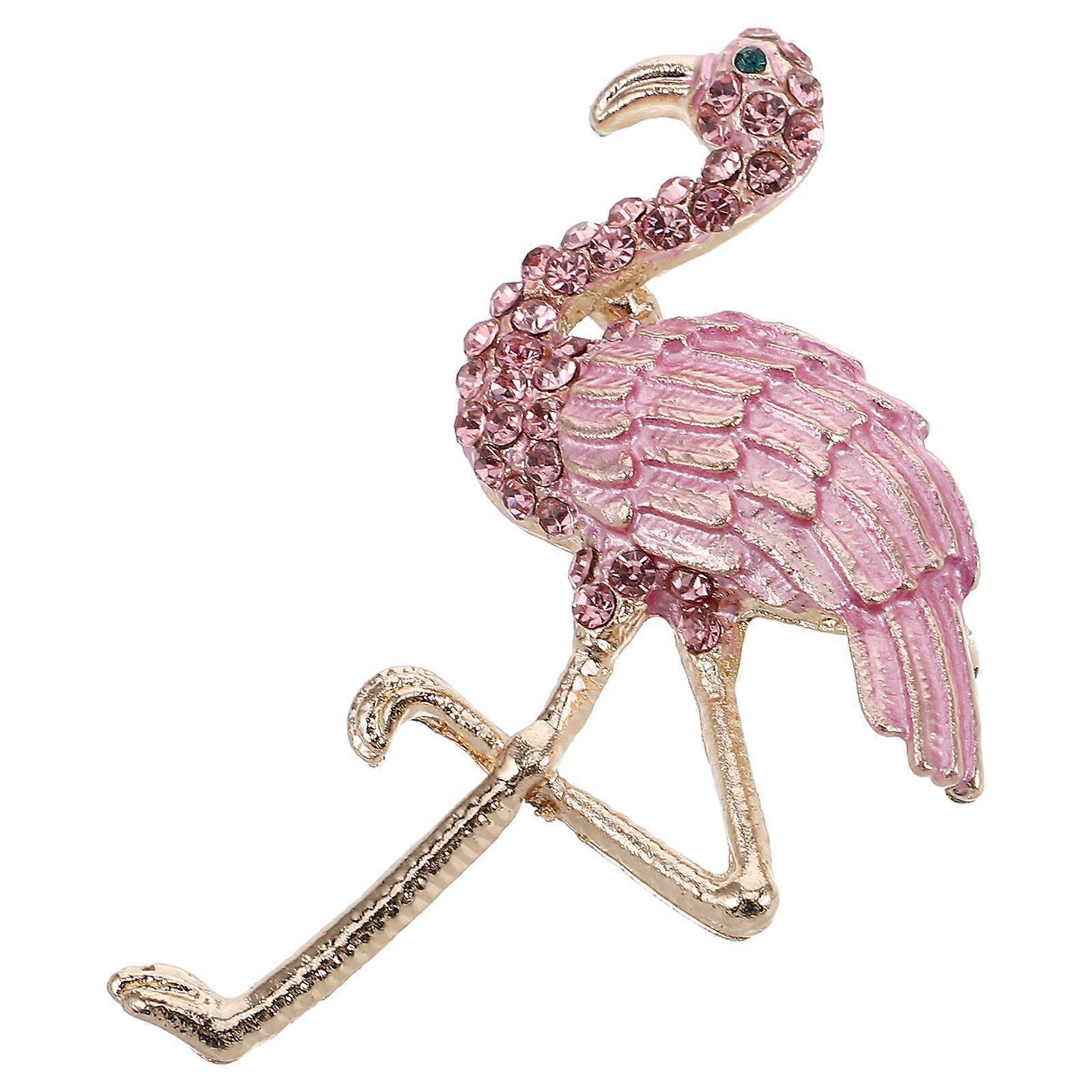 Flamingo Breast Pin Alloy Brooch for Decor with Creative Pink Design