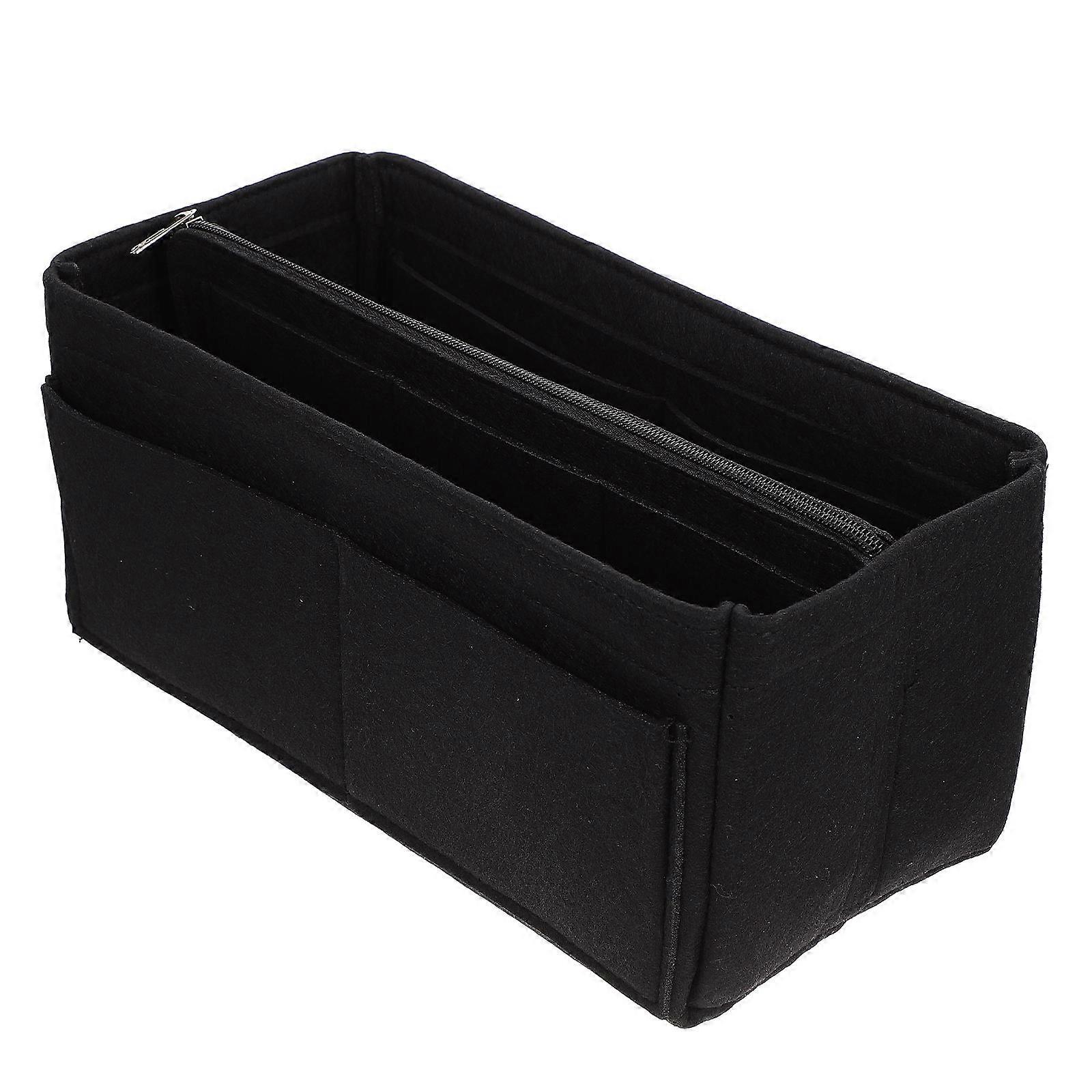 Black Felt Cosmetic Bag for Storage Use Lightweight Compact and Durable with Multi 7.8 x 3.9 x 1.2 inches