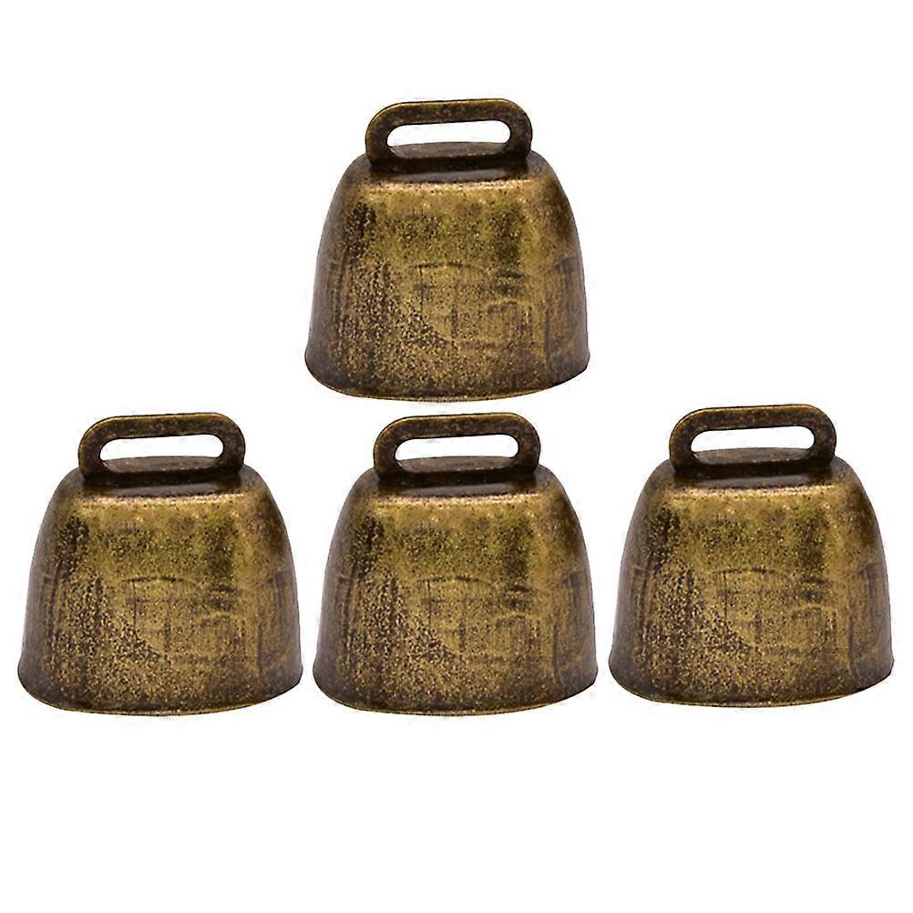 Small Cow Bells 4Pcs Cute Design Noise Maker For Pet Accessories Sporting .4X1.4X0.8In Golden Iron