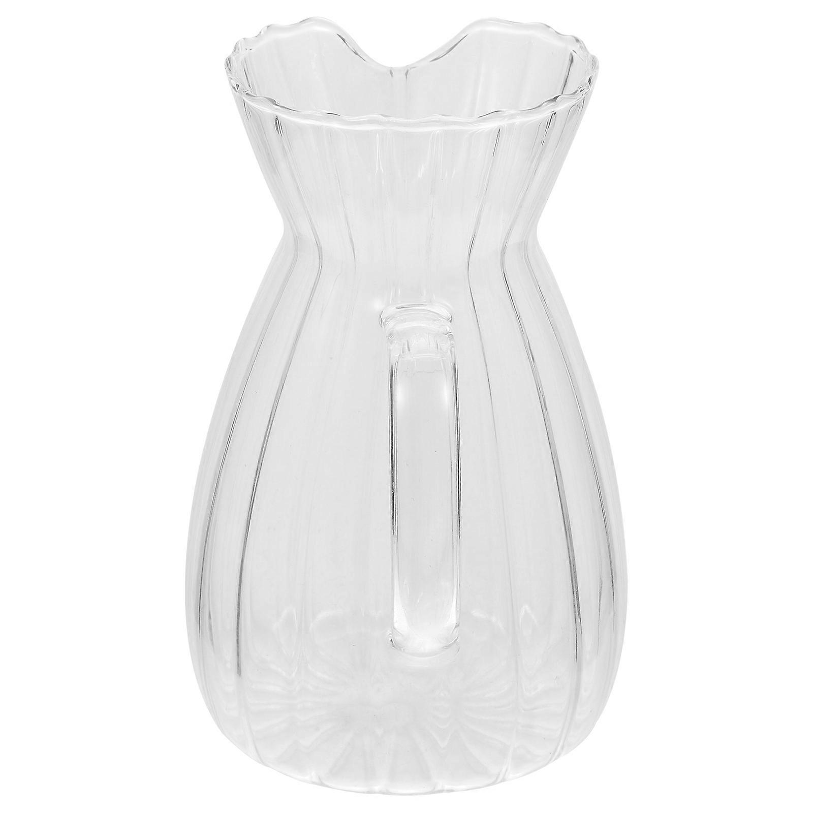 Heat-Resistant Glass Milk Jug With Retro Striped Style Perfect For Serving Coffee At Home 1Pack