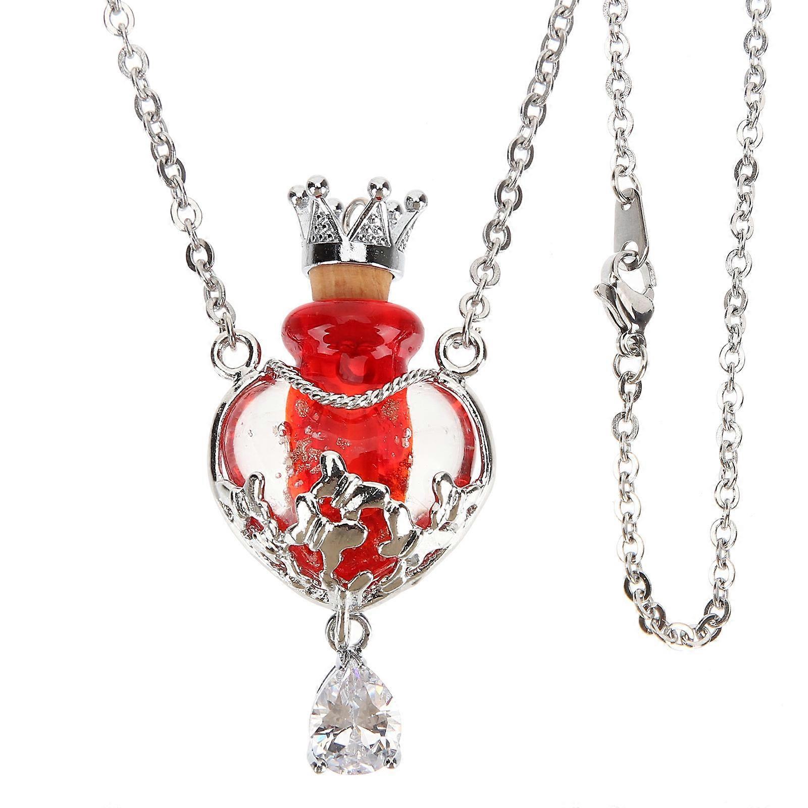 Red Perfume Bottle Necklace for Women Design with Glazes Material Small Size