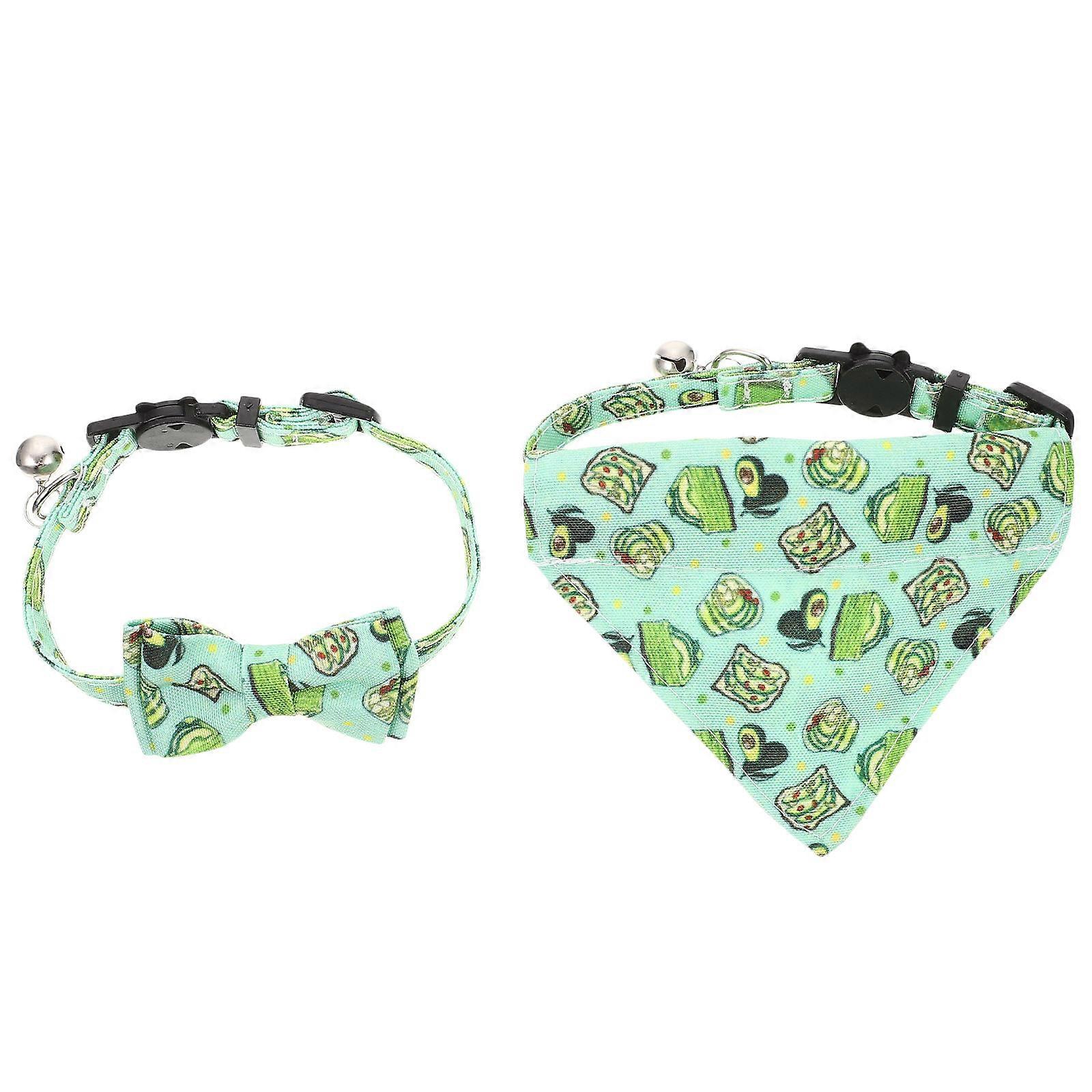 Cozy Cat Collar Set For Festivals And Photos In Green Produced From Polyester 1Set
