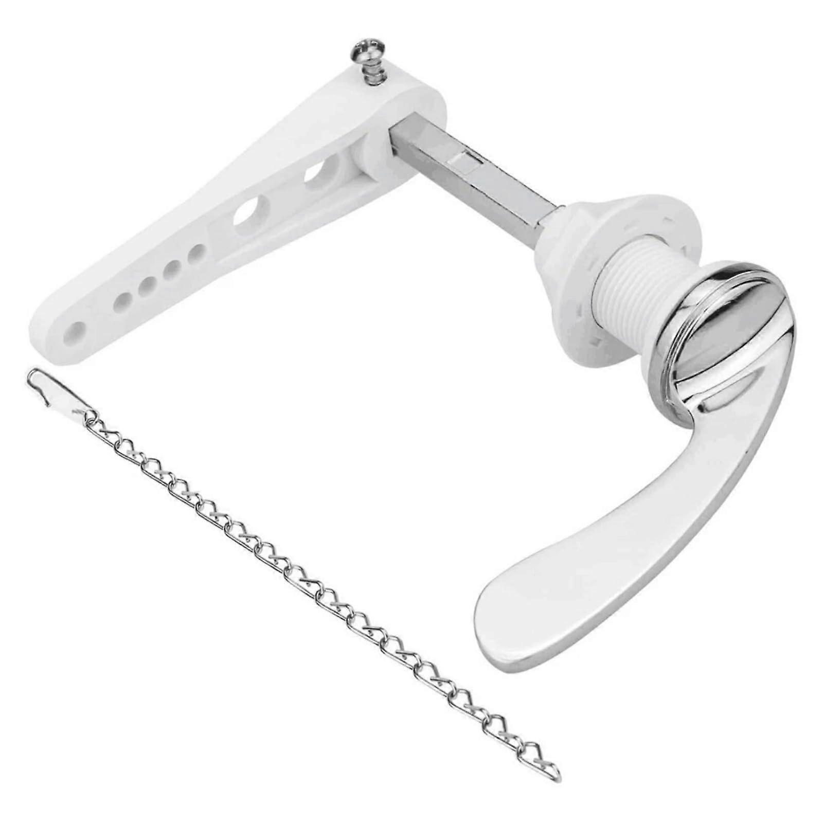 Universal Toilet Flush Handle Lever Arm Set with Chain, Zinc Alloy Replacement Kit for Toilet Cisterns and Tanks