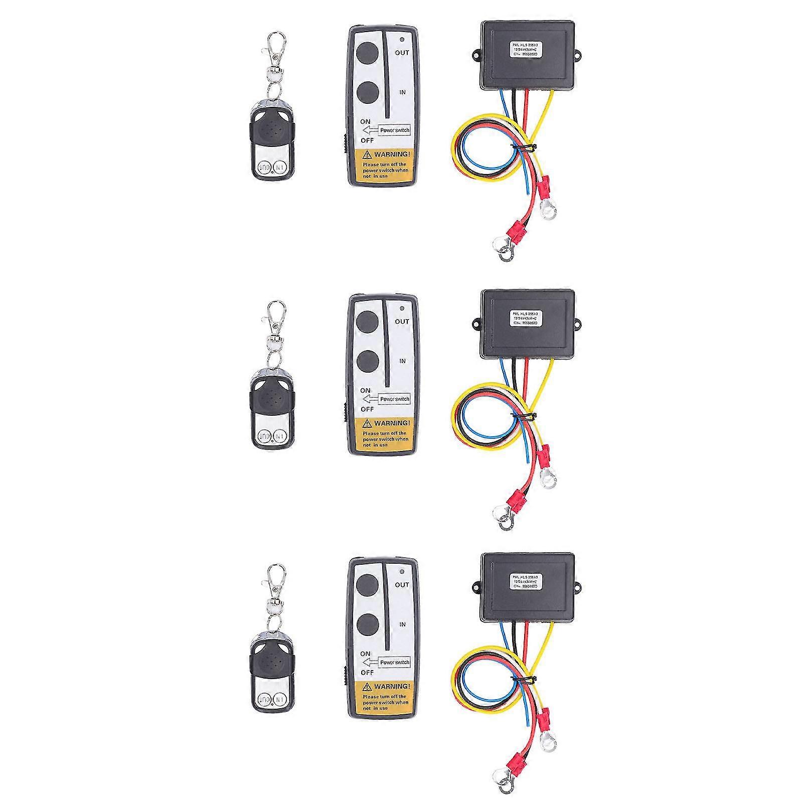 3 Pcs Universal Wireless Winch Remote Control Electric Winch Controller with 3 Receiver 3 Remote Key SZRH A-V