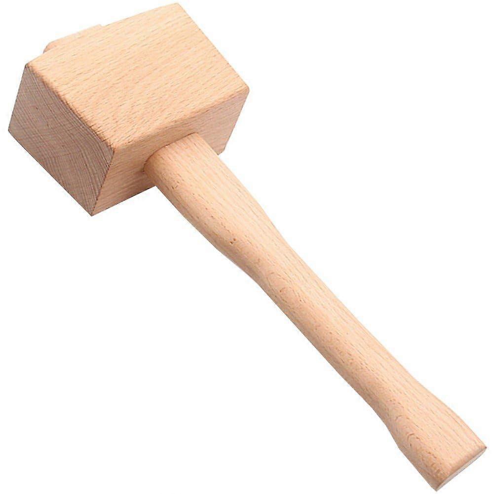 DIY Leather Beech Solid Woodworking Mallet - 24.5cm Hand Operated Carpenter Hammer with Wood Head for Precision Tasks