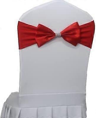 Chair sashes, chair bands with satin bows for weddings, 50 pieces red