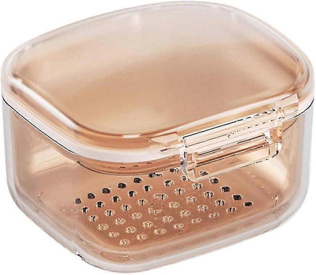 Denture Bath Case Retainer Denture Case Portable Denture Boxes Denture Storage Container With Flushable Basket For Storage And Immersion Of Mouthguard