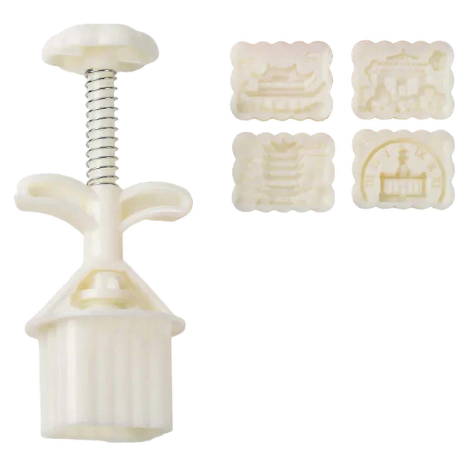 Hand Press Mooncakes Molding Set with 4 Unique Pattern 25/50G Cake and Fondant Stamp for Crafting Green Bean Pastries Multicolor