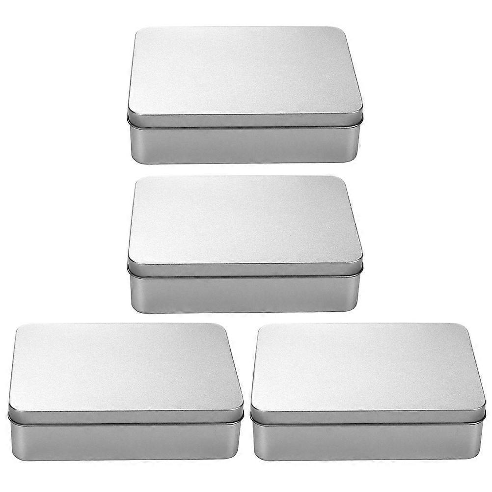 Tinplate Storage Holder For Candies And Accessories 16 Pcs Rectangular Silver Containers With Lid Suitable For Daily Use