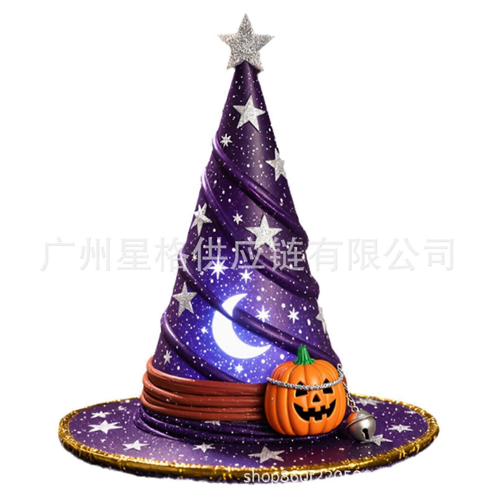 Witch Hat Lamps - Handcrafted Stained Gothic Wizard Hat Lights for Decor,Light with Glow-in-The-Dark Figurine for Bedroom, Mystical Bedroom Ambiance &