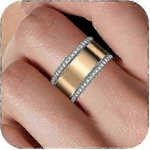عبوة من 2 عبوة من خاتم أورا المطلية بالذهب عيار 14 قيراطا للجيل 3 / الجيل 4 - تشيكوسلوفاكيا محاكية الماس خواتم التراص النسائية