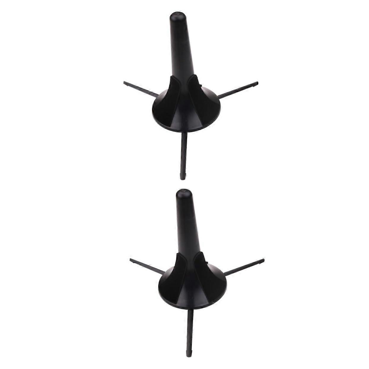 Trumpet Stand with 3 Legs Foldable Compact Holder 17X10 cm Black x2