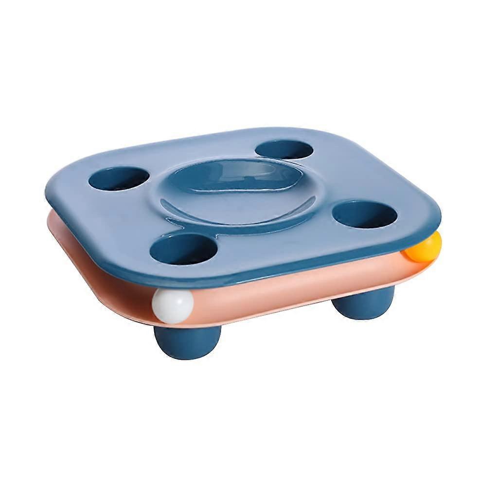 PP equipped with multifaction food basin bowl 2 inch track with amusement plate for cat feeder toy puzzle Blue