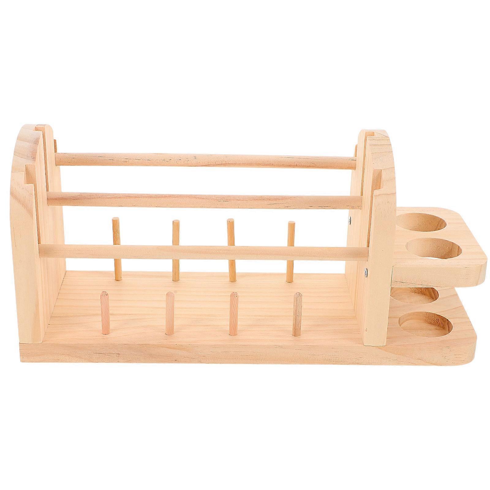 Wooden Yarn Holder Rack Stand with Slots Storage Organizer for Crocheting and Knitting – Horizontal Spinner Ball Dispenser for Yarn Lovers