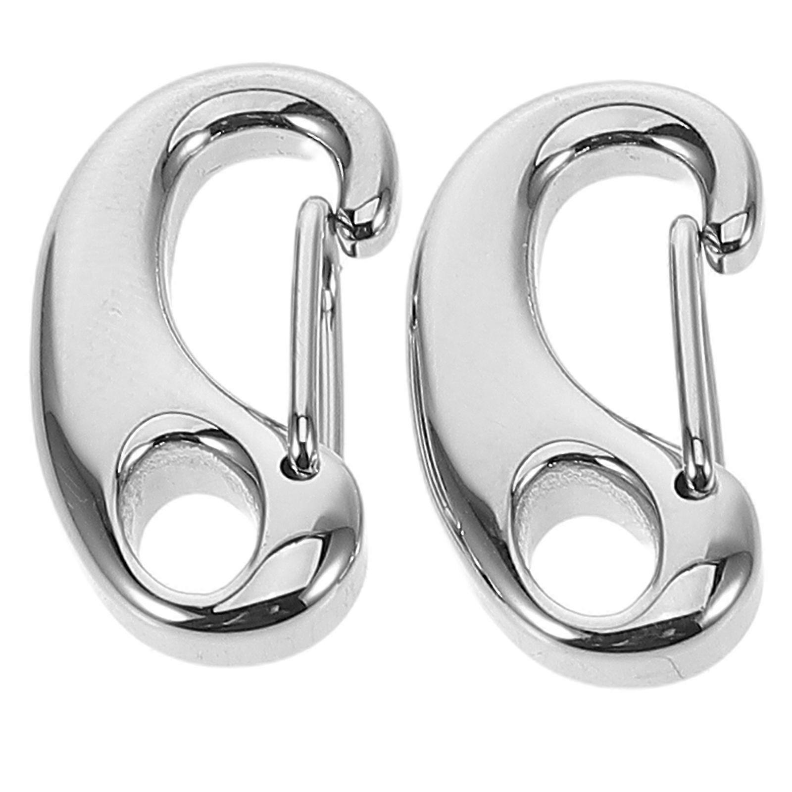 2pcs Flagpole Clips Stainless Steel Carabiner Clips for Ropes Spring Snap Hooks for Dogleash Keychain Hiking Backpack Hammock