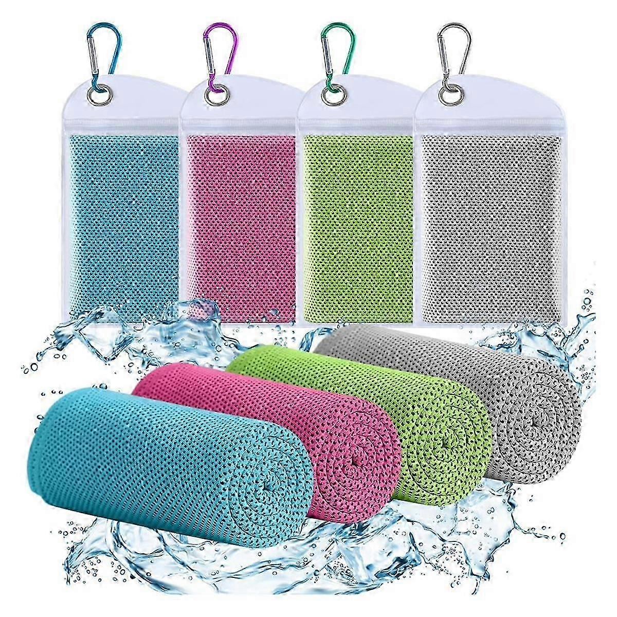 4 Pack Cooling Towels, Breathable Gym Towels Cooling Towels for Neck and Face for Gym Yoga, Camping, Fitness, Running