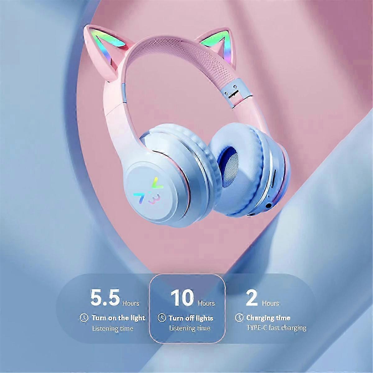 Gradient Color Wireless Headphone Bluetooth Headsets with Mic,A