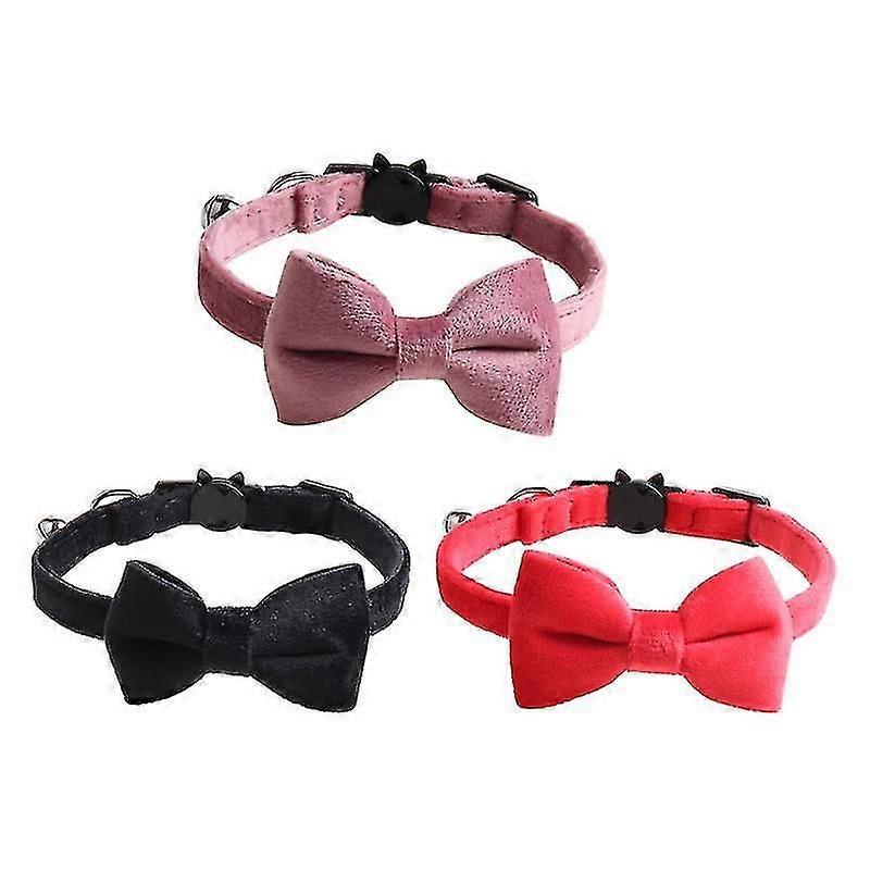 1X28cm Pet Collars & Harnesses 3pcs Bowtie Cat Collars Adjustable Pet Collars Pretty Pet