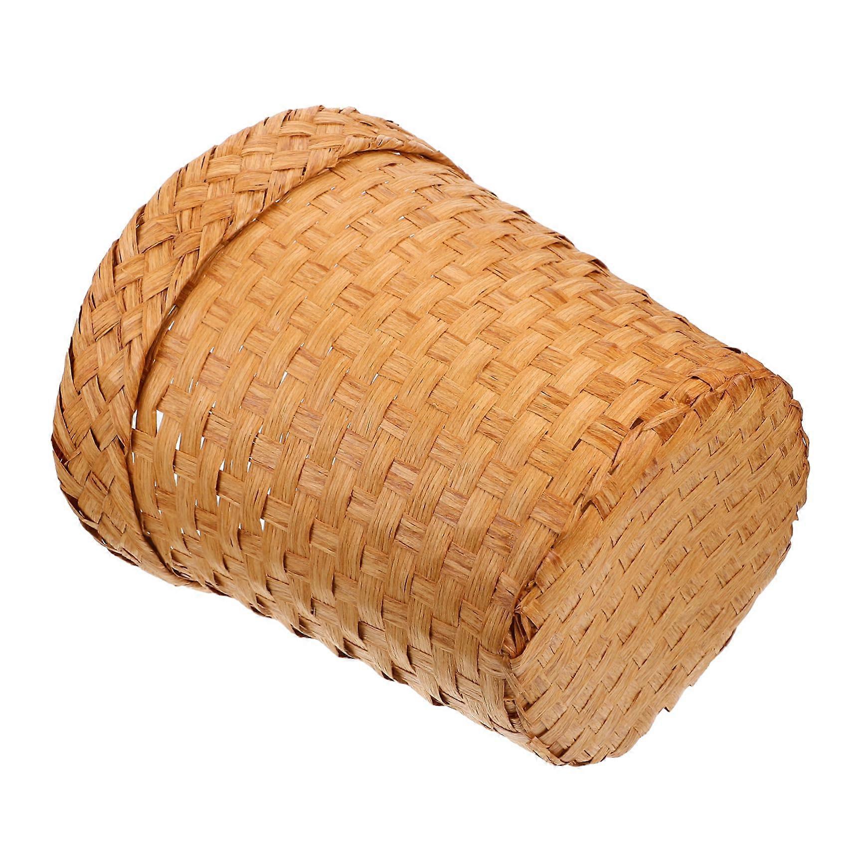 Multi-Purpose Woven Paper Storage Basket Lightweight Decorative Trash Can Organizing Bin Laundry Waste Basket Random Color