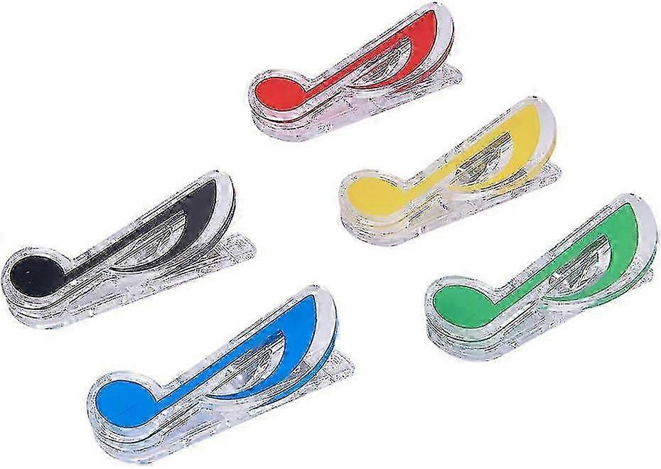 مشبك ورقة الموسيقى - مجموعة من 5 مقاطع موسيقية بلاستيكية شفافة - لصفحات الكتاب والموسيقى الورقية