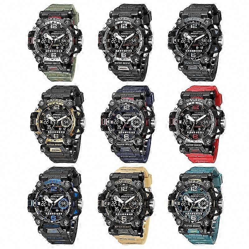 SMA 8072 Alloy Outdoor Men's Dual Display Waterproof Watch Blue