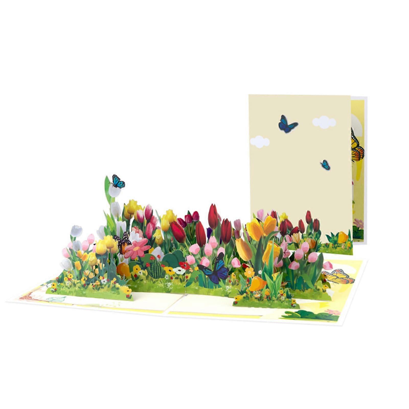 Unique Flower Greeting Card 3D Collectible TulipB Edition Size 4x6 Inches Eco Paper Floral Style