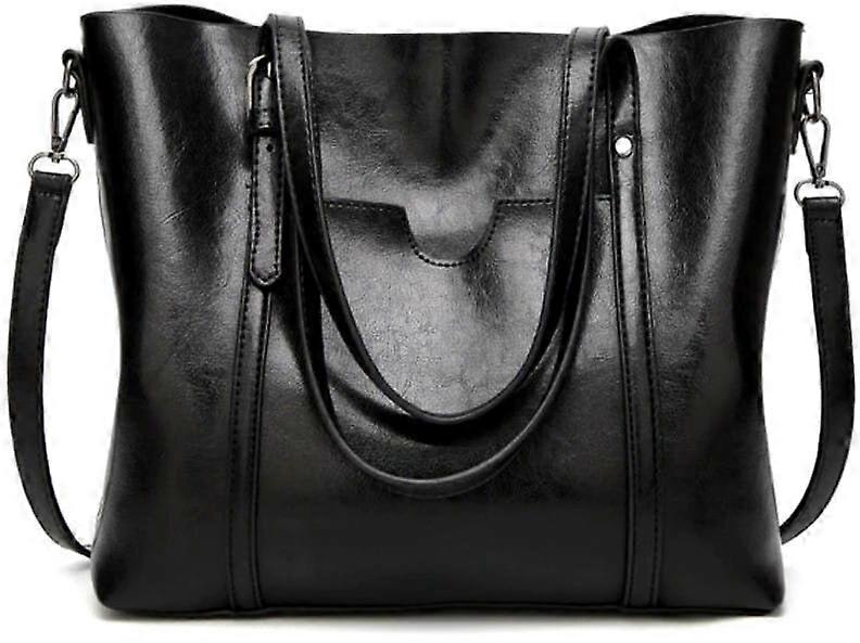 Ladies' black handbag with adjustable shoulder strap, can hold A4 documents