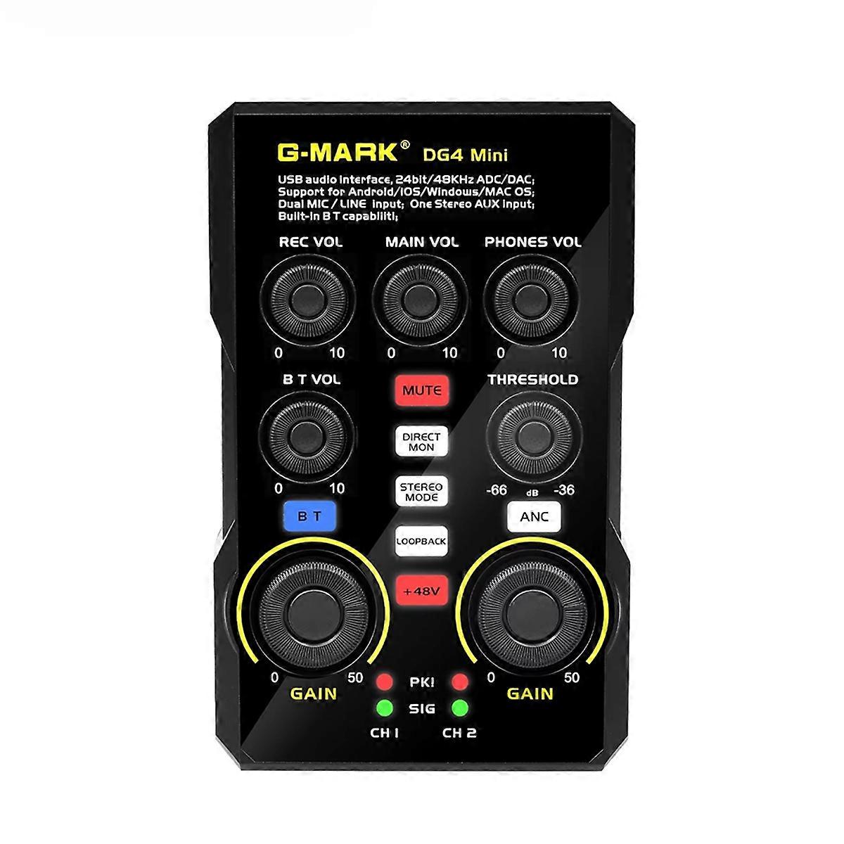 DG4 Mini Mixer Live Sound Card Audio Interface with DJ Effects for Podcast Live Streaming Karaoke Record Gaming