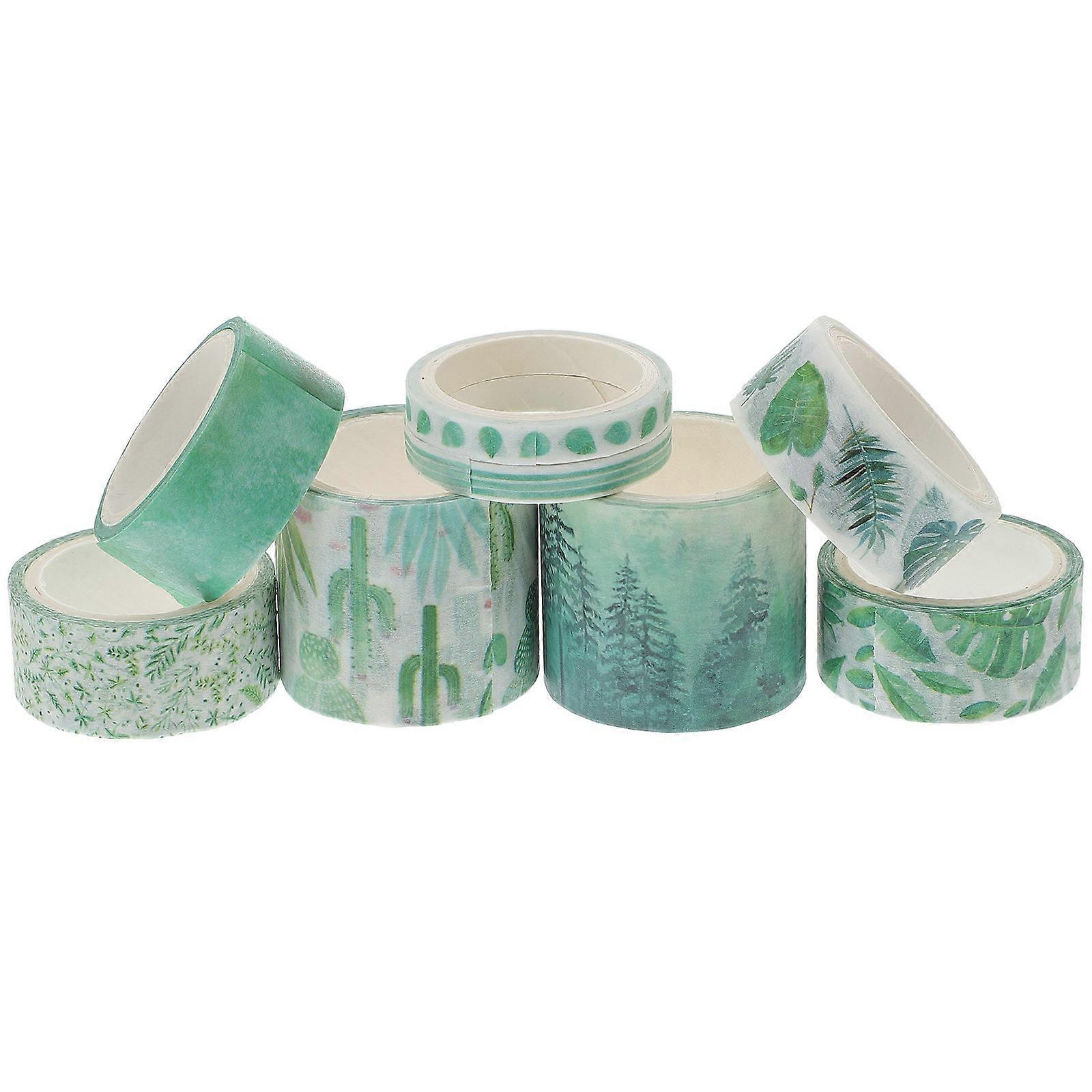 Vintage Dark Green Scrapbook Paper Tape for Decoration 8 Rolls Set
