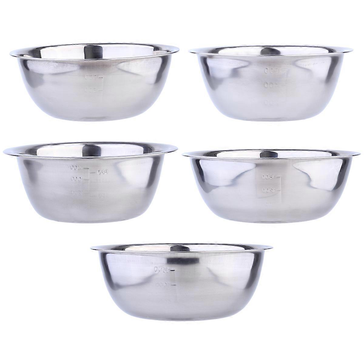 It sounds like you're referring to a **5 piece stainless steel salad bowl set** that includes **measurement markings**, making it useful not only for