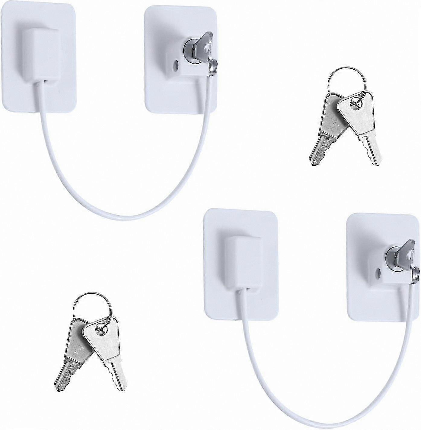 2 Pack Safety Window Locks with 4 Keys, Strong Adhesive Cabinet Drawer Washer Protectors for Child Security