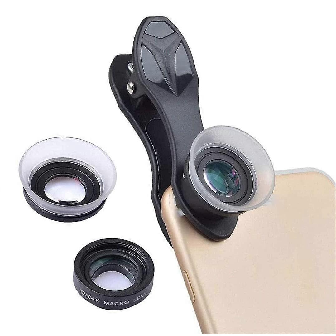 Phone Lens Kit With Lens Hood 12x/24x Macro Telephoto TwoInOne Universal External Mobile Phone Lens