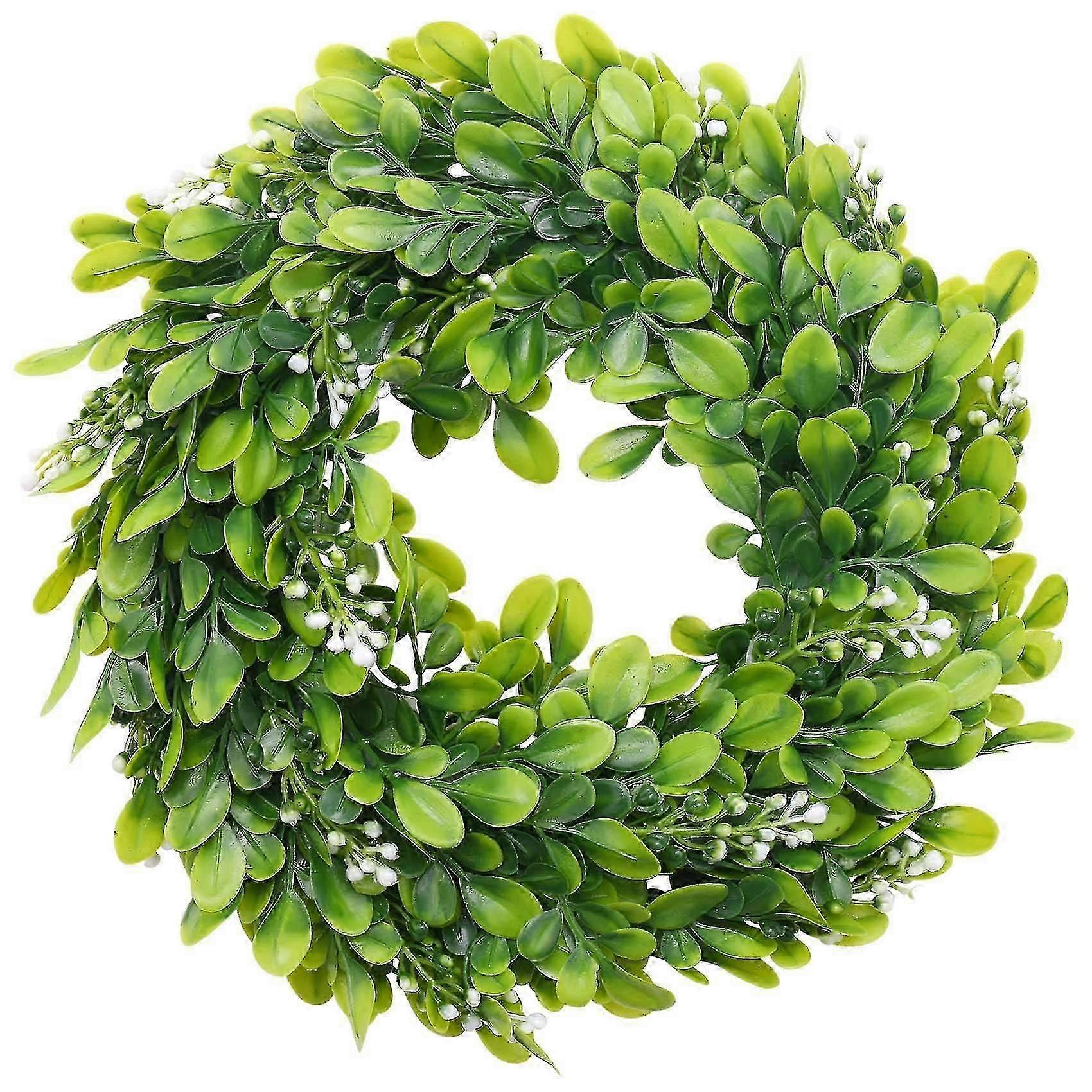 Artificial Boxwood Wreath Faux Artificial Wreath Front Door Hanging Wreath Decoration, 10 Inches