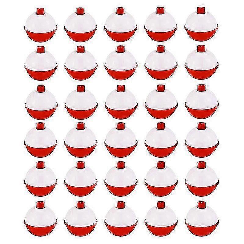 30Pcs Fishing Bobbers 1 Inch,Push Button Snap-on Fishing Floats Red and White,Fishing Float and Bob