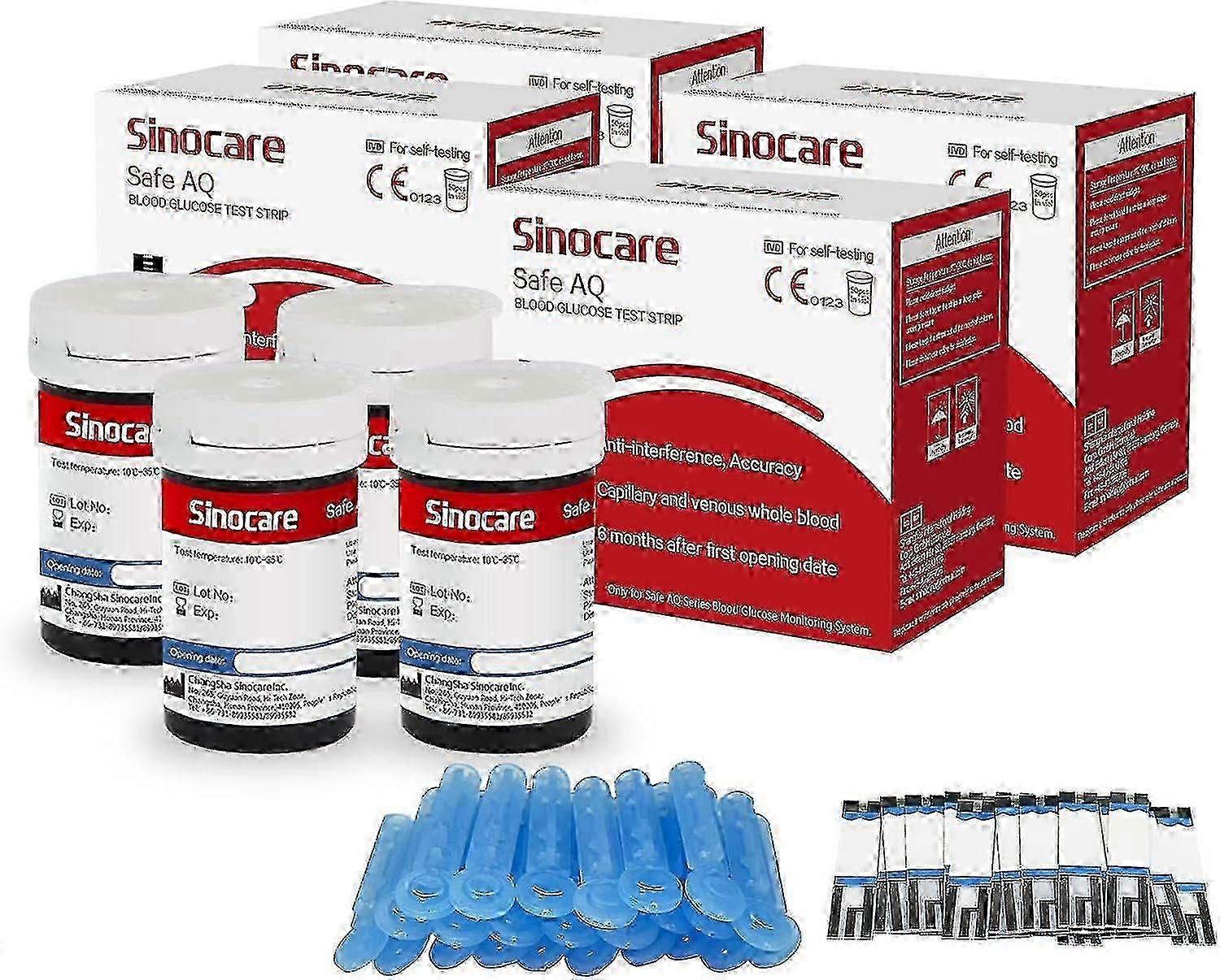 Sinocare 50 قطعة شرائط اختبار جلوكوز الدم و 50 قطعة Lans من أجل AQ ذكي وآمن صوت AQ A1