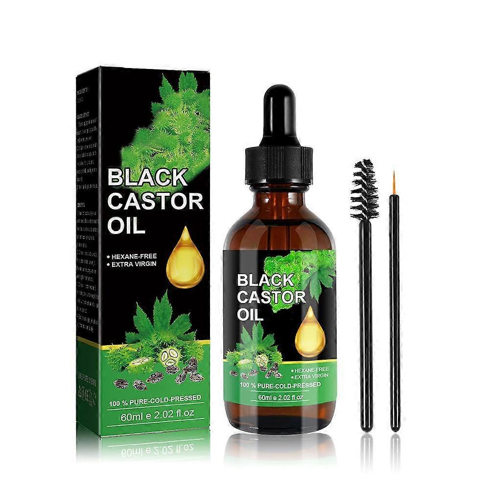 Zwarte ricinusolie voedt haar, wenkbrauwen, groei, huid, etherische olie, haarverzorging