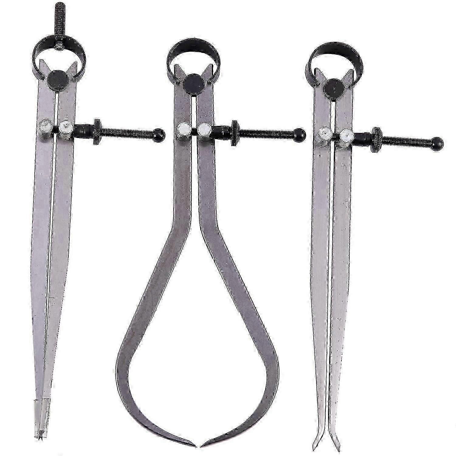 Spring-Loaded Inside/Outside Divider Caliper Set 8-Inch, Machinist Tools 3-Piece Set