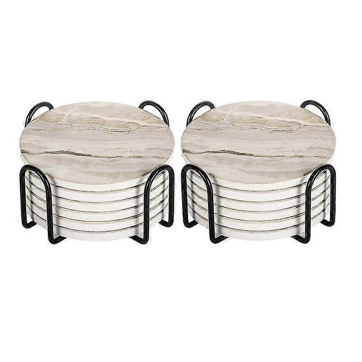 Coasters with Holder, Absorbent Coaster Sets of Ceramic Coaster