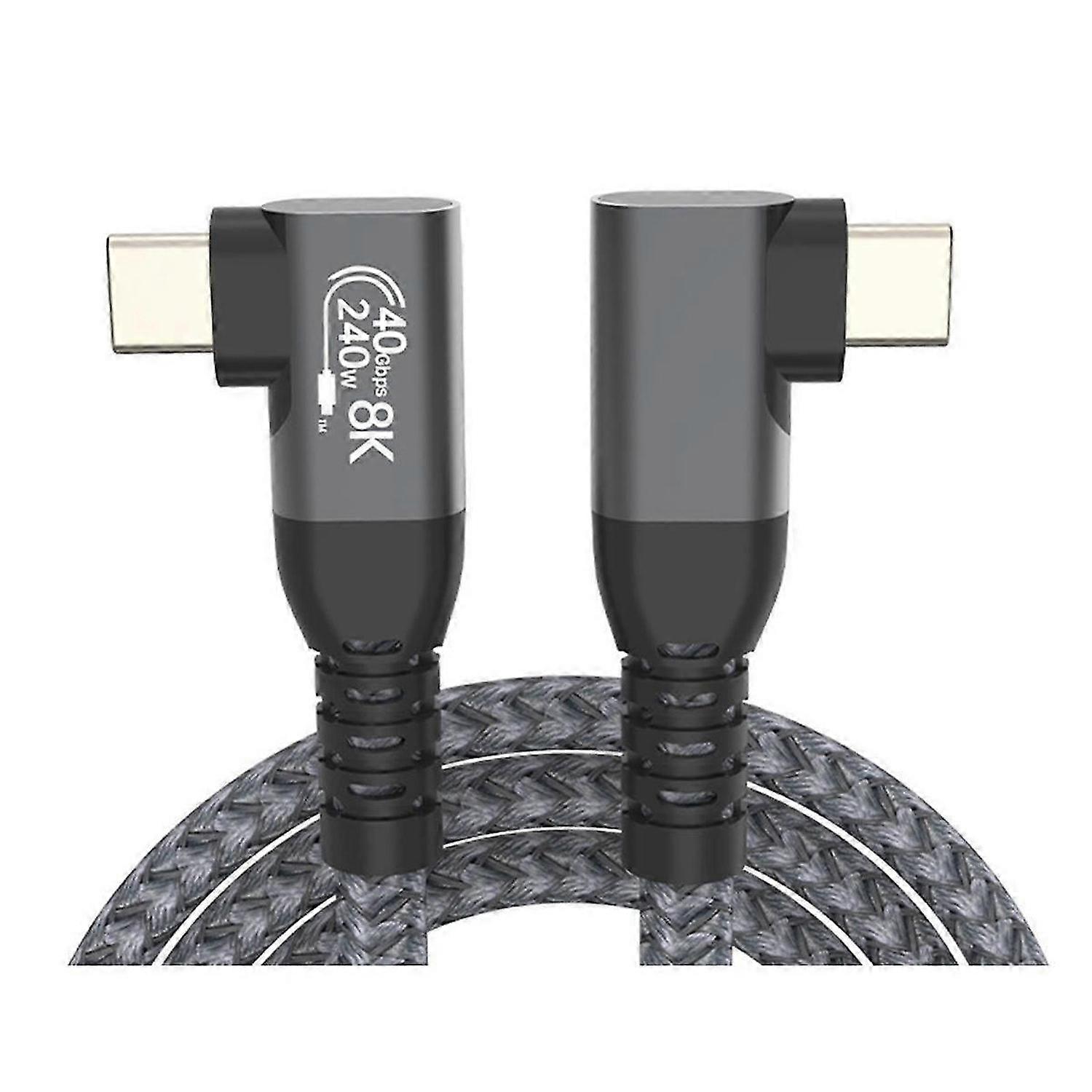 USB 4 90 Degree Angle Cable 40Gbps USB4 Elbow Type C Data Transfer Cable USB C PD240W Fast Charging 1M