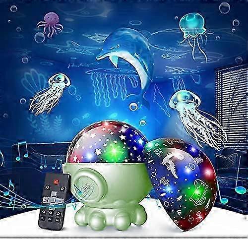 Ocean Star Night Light Projector for Kids, 360° Rotation, Remote Control, Timer, 3 Films, 17 Light Modes, 9 Lullabies, Toys for 3-8 Year Old Boys