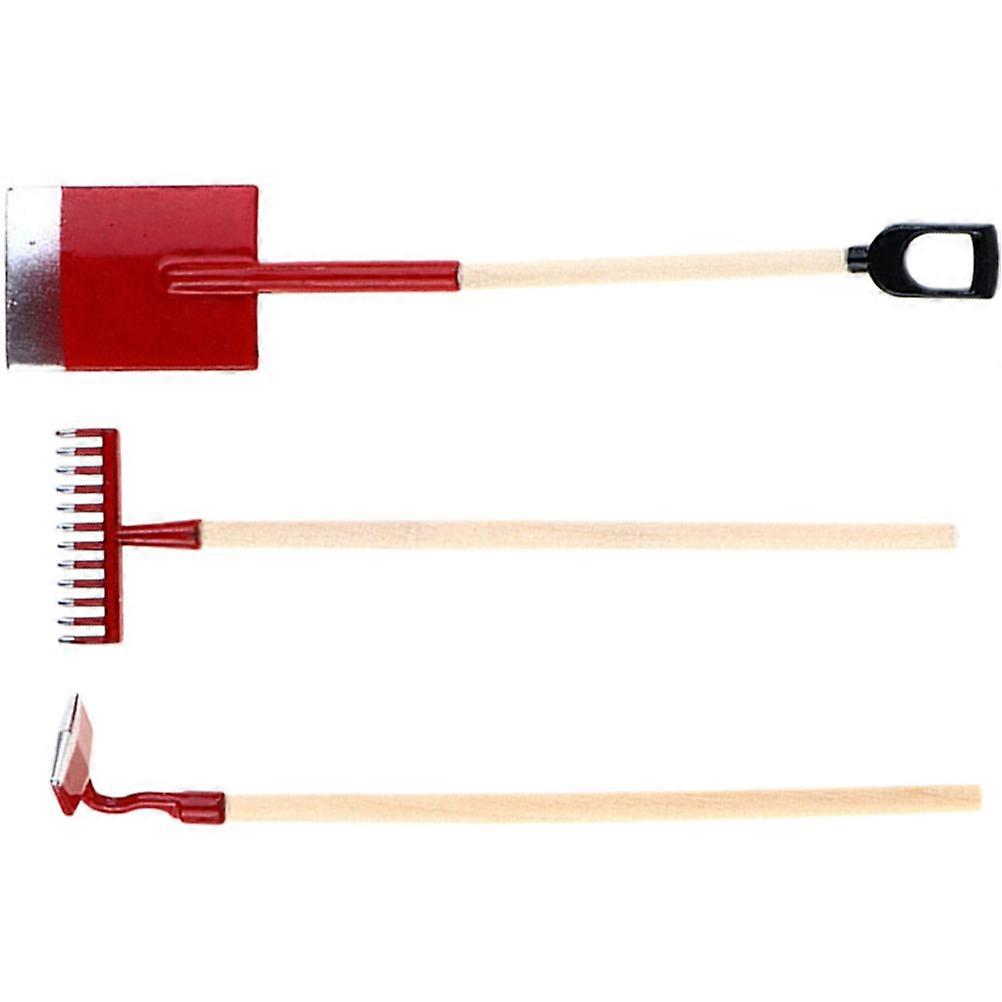 12Pcs Miniature Garden Tools Small Rake Set for Decor Red