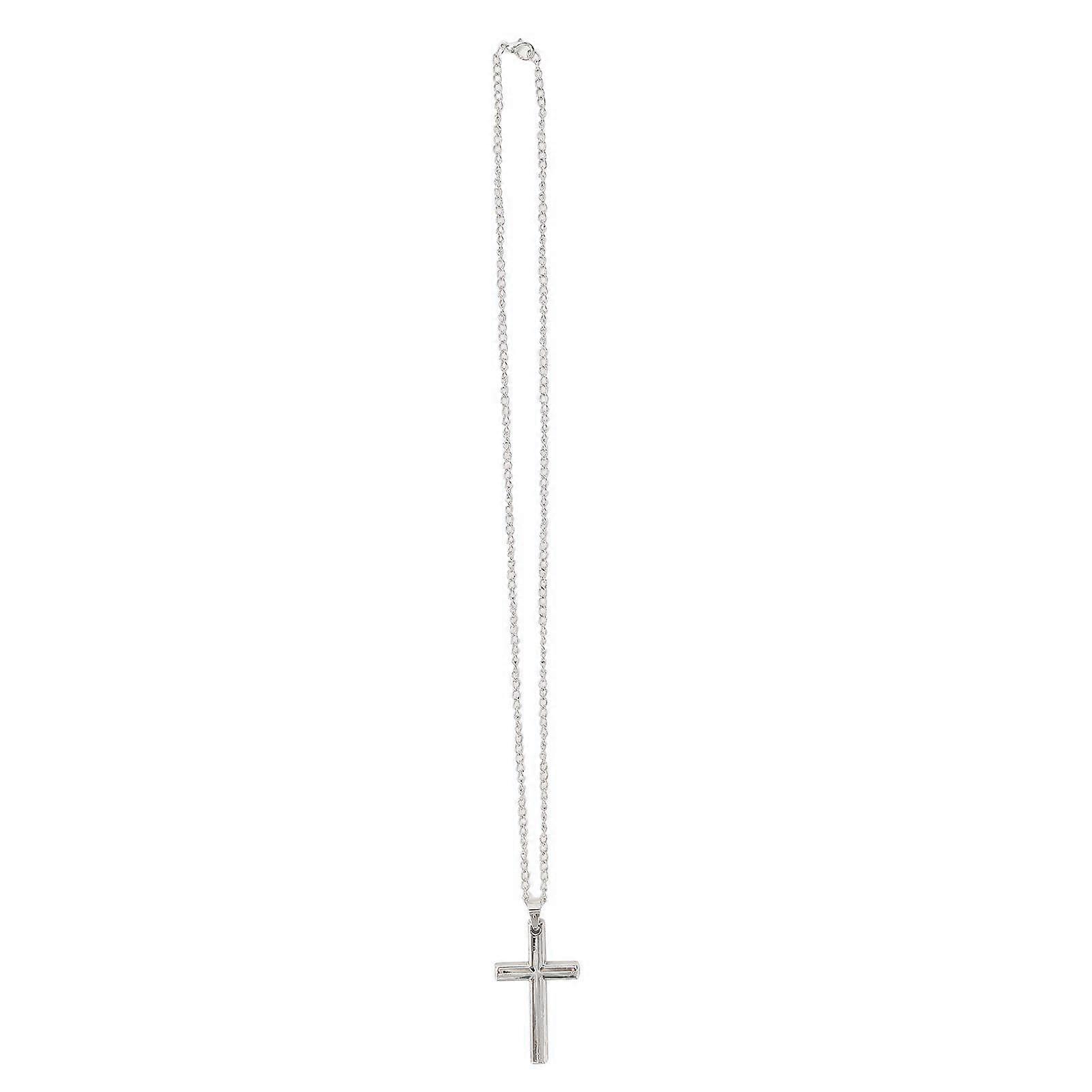 Unisex Temperament Cross Pendant Necklace Jewelry Rood Sweater Alloy Chain Easy MatchingSilver