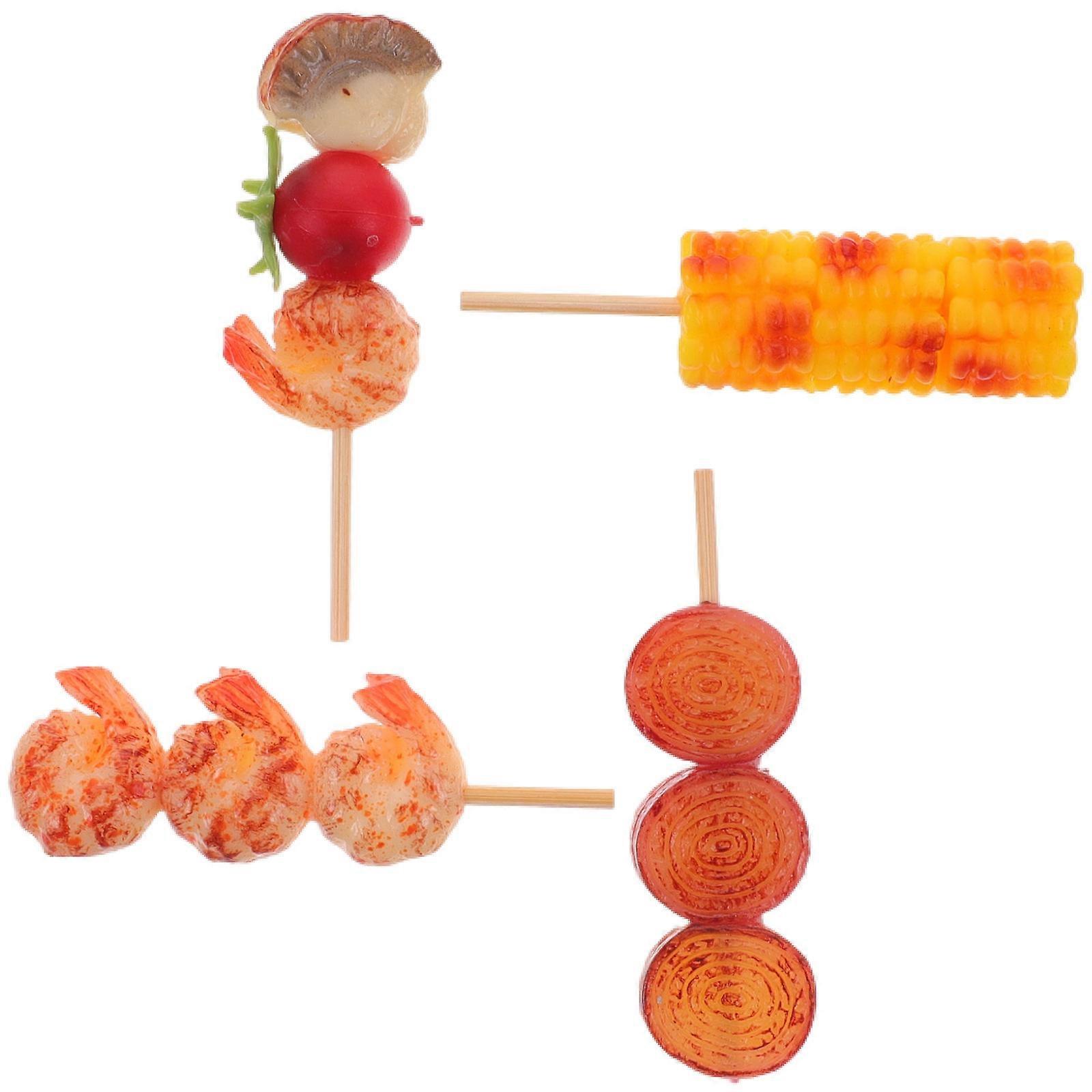 Artificial Barbecue Model 4Pcs for Home Decoration with Lifelike Grill Food